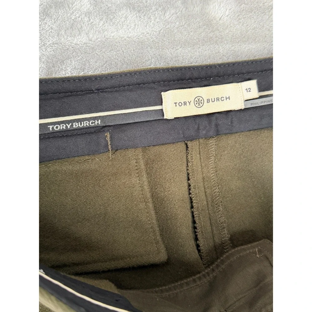 Tory Burch Moleskin Sailor Pants Size 12 Wide-Leg Army Green Quiet Luxury Boho